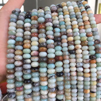 Natural Amazonite smooth rondelle beads loose gemstone wholesale jewelry making bracelet necklace diy