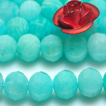 Natural amazonite new faceted rondelle loose beads gemstone wholesale jewelry making diy bracelet necklace