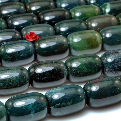 Natural Green Moss Agate smooth barrel drum beads loose gemstone wholesale for jewelry making DIY stuff