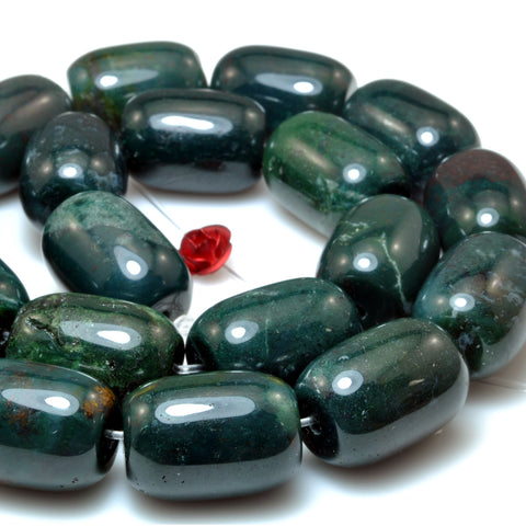 Natural Green Moss Agate smooth barrel drum beads loose gemstone wholesale for jewelry making DIY stuff