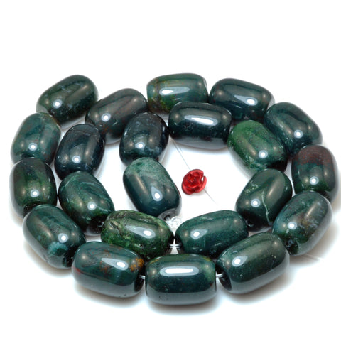 Natural Green Moss Agate smooth barrel drum beads loose gemstone wholesale for jewelry making DIY stuff