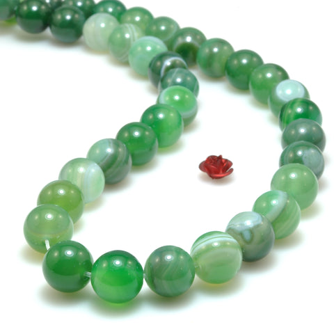 Green Banded Agate smooth round loose beads gemstone wholesale for jewelry making bracelet necklace diy