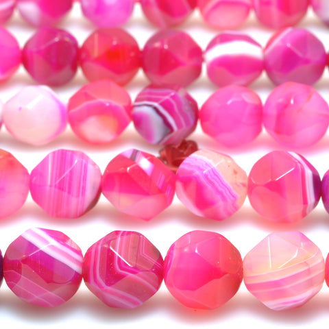 Rose Red Stripe Agate star cut faceted nugget beads banded agate stone loose gemstone wholesale jewelry making bracelet diy