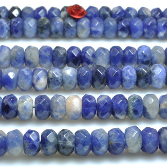 YesBeads Natural Blue Sodalite faceted rondelle beads gemstone wholesale jewelry making 15"