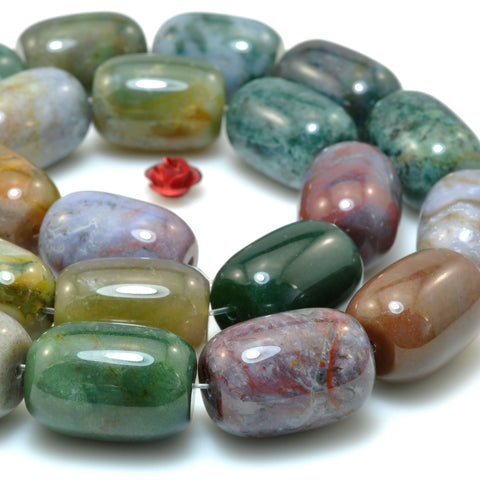 Natural Indian Agate smooth barrel drum beads wholesale gemstone loose stone for jewelry making