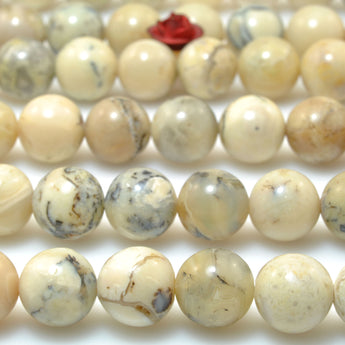 Natural African Opal Stone smooth round beads wholesale gemstone for jewelry making bracelet necklace diy 15"