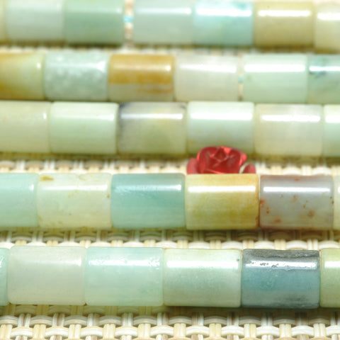 Natural Amazonite smooth tube loose beads wholesale gemstone for jewelry making diy bracelet