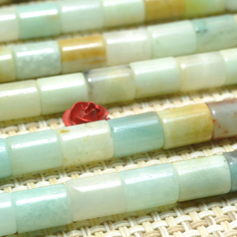 Natural Amazonite smooth tube loose beads wholesale gemstone for jewelry making diy bracelet