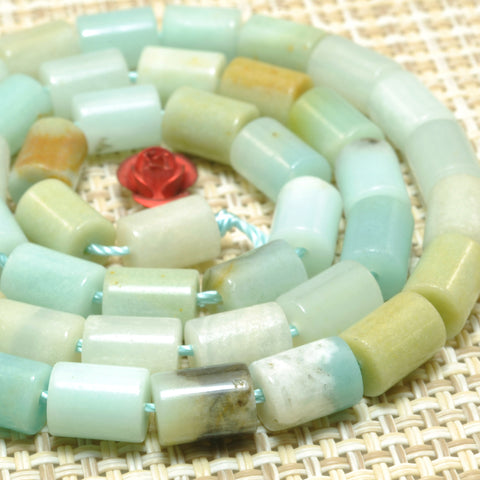 Natural Amazonite smooth tube loose beads wholesale gemstone for jewelry making diy bracelet