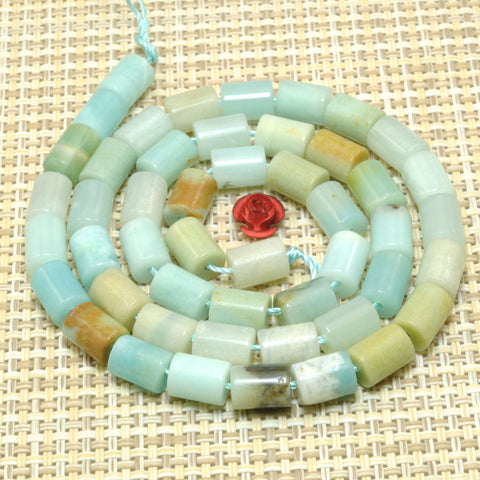 Natural Amazonite smooth tube loose beads wholesale gemstone for jewelry making diy bracelet