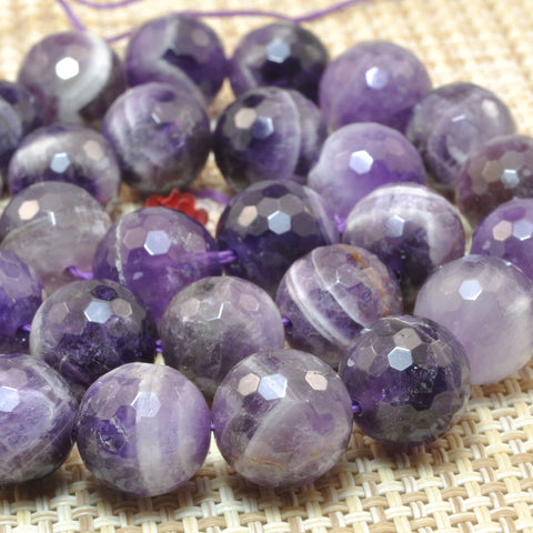 Natural Dog Teeth Amethyst faceted round beads wholesale gemstone jewelry making diy bracelet