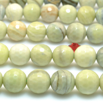 Natural Butter Jade faceted round beads wholesale loose gemstones jewelry making diy 15"