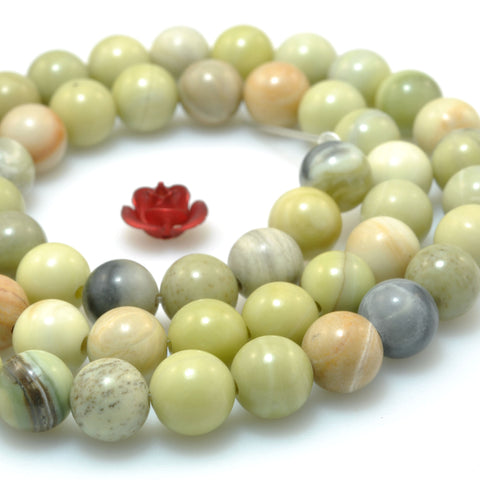 Natural Butter Jade smooth round beads green gemstone wholesale jewelry making diy 6mm 15"