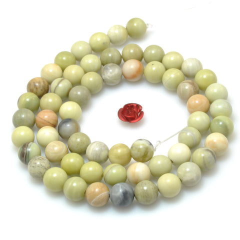 Natural Butter Jade smooth round beads green gemstone wholesale jewelry making diy 6mm 15"