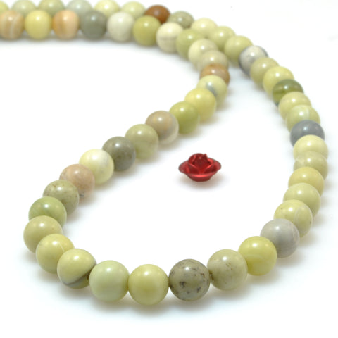 Natural Butter Jade smooth round beads green gemstone wholesale jewelry making diy 6mm 15"