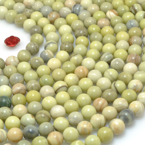 Natural Butter Jade smooth round beads green gemstone wholesale jewelry making diy 6mm 15"