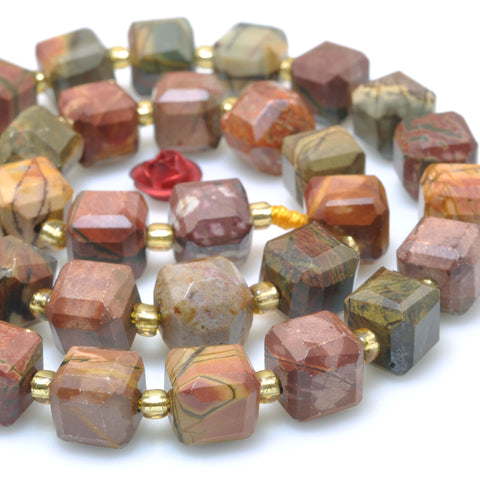 Natural Red Creek Jasper faceted cube beads wholesale loose gemstone for jewelry making diy