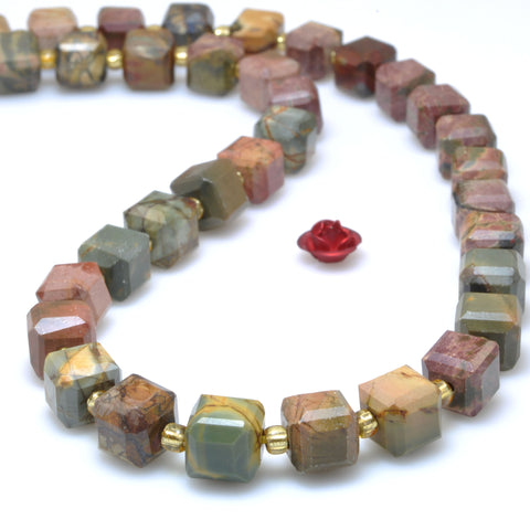 Natural Red Creek Jasper faceted cube beads wholesale loose gemstone for jewelry making diy