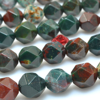 Natural Bloodstone Heliotrope green stone star cut faceted nugget beads for jewelry makin diy bracelet