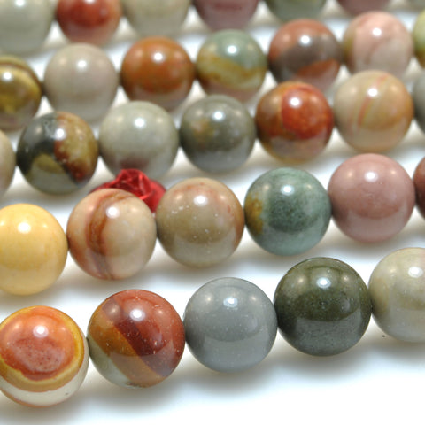 Natural Polychrome Jasper smooth round beads ocean jasper stone wholesale gemstone for jewelry making diy