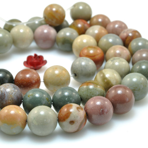 Natural Polychrome Jasper smooth round beads ocean jasper stone wholesale gemstone for jewelry making diy