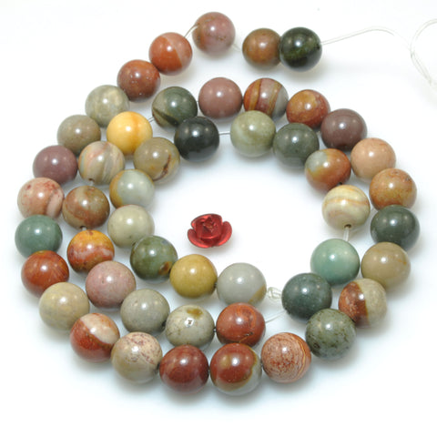 Natural Polychrome Jasper smooth round beads ocean jasper stone wholesale gemstone for jewelry making diy