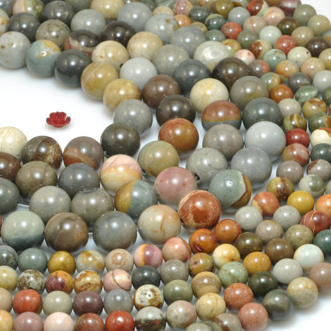 Natural Polychrome Jasper smooth round beads ocean jasper stone wholesale gemstone for jewelry making diy