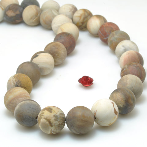 YesBeads Natural Petrified Wood Jasper stone matte round beads gemstone wholesale jewelry making 15"