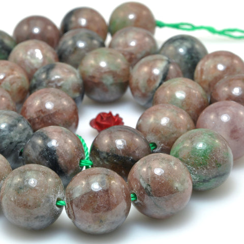 Natural Green Red Garnet smooth round loose beads gemstone wholesale jewelry making diy bracelet