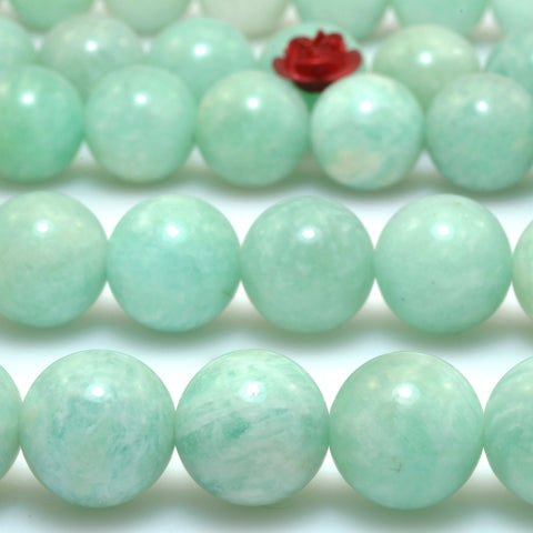 Natural Amazonite smooth round loose beads wholesale gemstone jewelry making diy bracelet 10mm