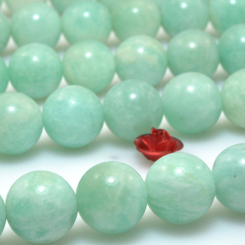 Natural Amazonite smooth round loose beads wholesale gemstone jewelry making diy bracelet 10mm