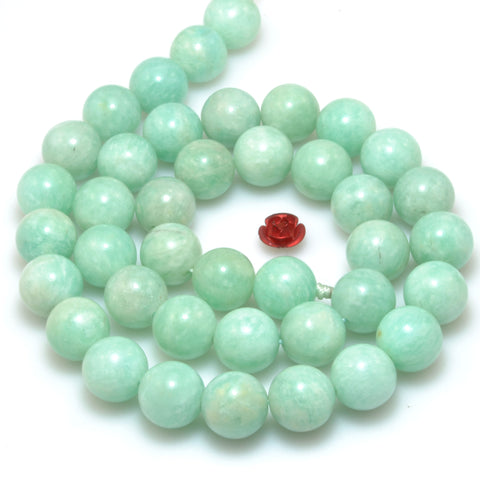 Natural Amazonite smooth round loose beads wholesale gemstone jewelry making diy bracelet 10mm