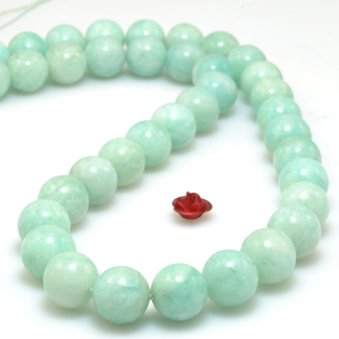 Natural Amazonite smooth round loose beads wholesale gemstone jewelry making diy bracelet 10mm