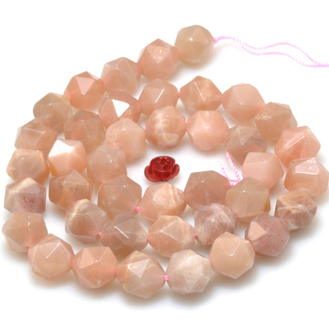 Natural Sunstone star cut faceted nugget beads loost gemstone wholesale jewelry making bracelet diy stuff