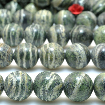 Natural Green Zebra Jasper smooth round beads gemstone wholesale for jewelry making diy bracelet necklace