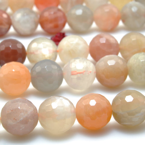 Natural Rainbow Moonstone faceted round loose beads gemstone wholesale jewelry making 15"