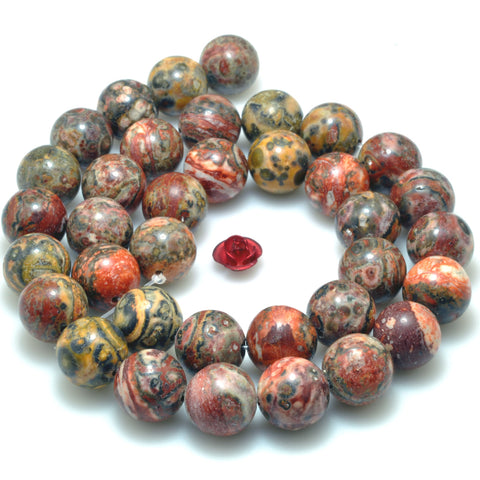 Natural Leopard Skin Jasper smooth round beads red gemstone wholesale for jewelry making diy bracelet necklace