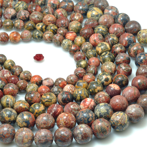 Natural Leopard Skin Jasper smooth round beads red gemstone wholesale for jewelry making diy bracelet necklace