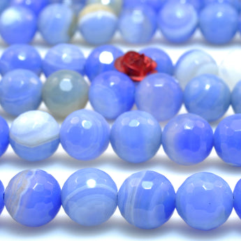 Blue Banded Agate faceted round loose beads Striped Agate gemstone wholesale for jewelry making diy bracelet 8mm