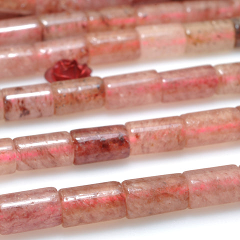 Natural Strawberry Quartz stone smooth tube beads whoelsale loose gemstones for jewelry making diy bracelet