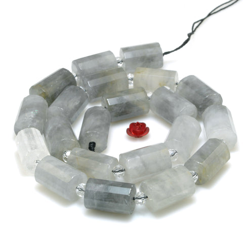 Natural Gray Rock Crystal Faceted tube beads wholesale loose gemstone for jewelry making diy bracelet necklace