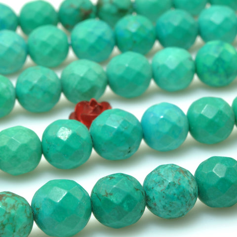 Green Turquoise faceted round beads loose stones wholesale gemstone for jewelry making diy bracelet necklace