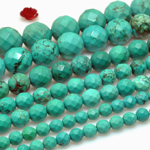 Green Turquoise faceted round beads loose stones wholesale gemstone for jewelry making diy bracelet necklace