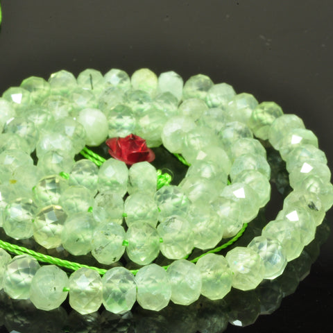 Natural Green Prehnite faceted rondelle loose beads gemstone  semi precious stone wholesale for jewelry making DIY