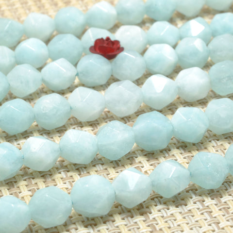 Malaysia Blue Jade star cut faceted nugget beads aquamarine blue jade gemstone wholesale for jewelry making diy