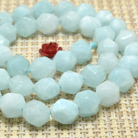 Malaysia Blue Jade star cut faceted nugget beads aquamarine blue jade gemstone wholesale for jewelry making diy