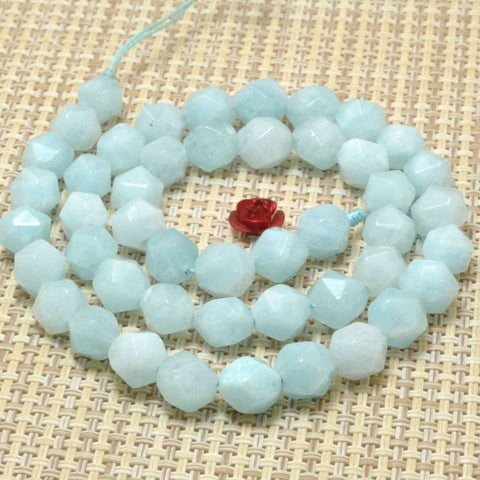 Malaysia Blue Jade star cut faceted nugget beads aquamarine blue jade gemstone wholesale for jewelry making diy