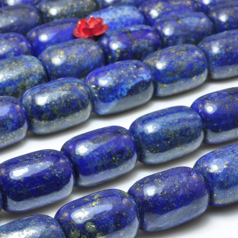 Natural Blue Lapis Lazuli smooth barrel tube beads wholesale gemstone jewelry 15"