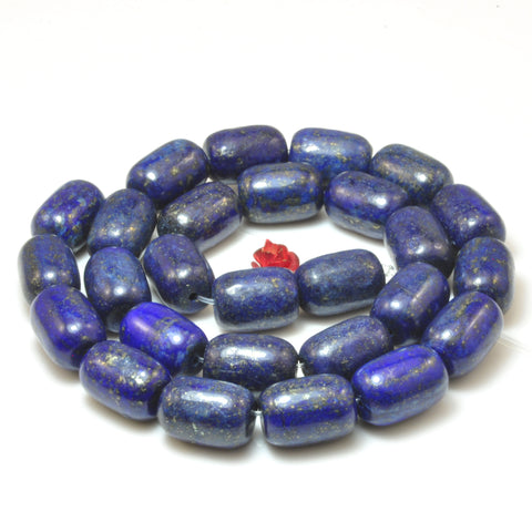 Natural Blue Lapis Lazuli smooth barrel tube beads wholesale gemstone jewelry 15"