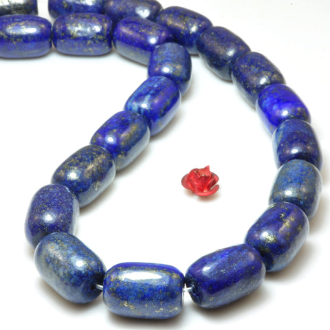 Natural Blue Lapis Lazuli smooth barrel tube beads wholesale gemstone jewelry 15"